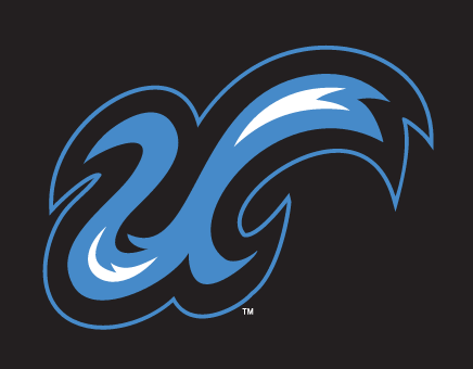 UMass Boston Beacons lettermark, full color on black background variant, cell 23