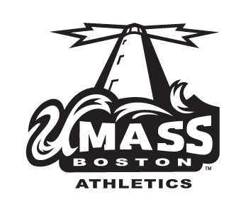 UMass Boston Athletics logo, black and white variant, cell 4