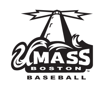 UMass Boston Baseball logo, black and white variant, cell 9