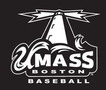 UMass Boston Baseball logo, white on black variant, cell 10