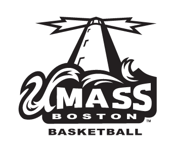 UMass Boston Basketball logo, black and white variant, cell 14