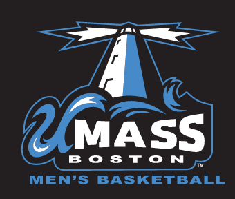 UMass Boston Men's Basketball logo, full color on black variant, cell 18