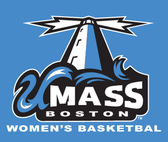 UMass Boston Women's Basketball logo, full color on blue variant, cell 22