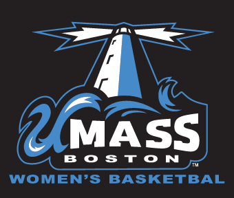UMass Boston Women's Basketball logo, full color on black variant, cell 23