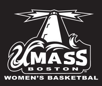 UMass Boston Women's Basketball logo, white on black variant, cell 25