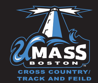 UMass Boston Cross Country/Track and Field logo, full color on black variant, cell 28