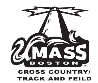 UMass Boston Cross Country/Track and Field logo, black and white variant, cell 29