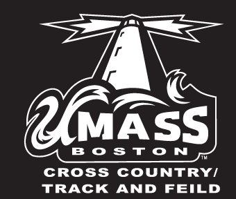 UMass Boston Cross Country/Track and Field logo, white on black variant, cell 30