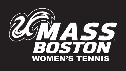 UMass Boston Women's Tennis, white on black variant, cell 20