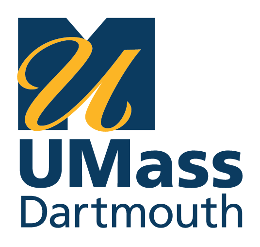 UMass Dartmouth logo, color, stacked variant, cell 1