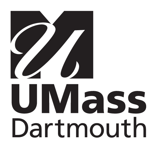 UMass Dartmouth logo, black, stacked variant, cell 3
