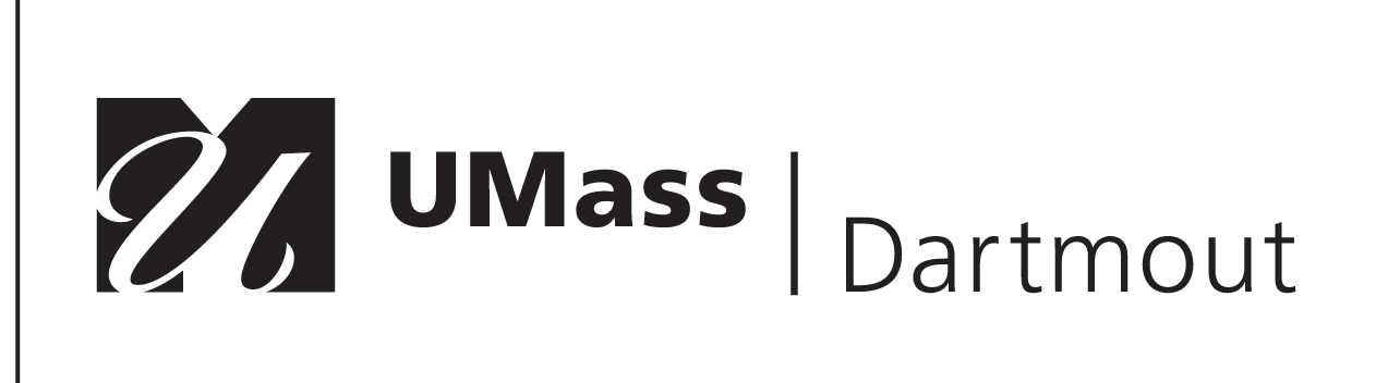 UMass Dartmouth logo, black, horizontal variant, cell 7