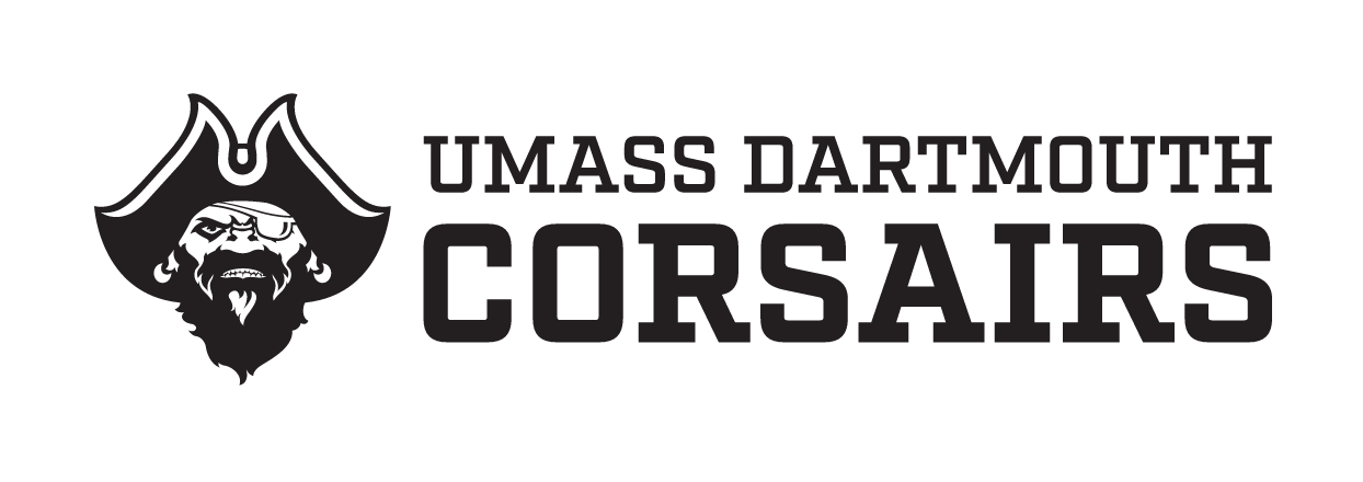 UMass Dartmouth Corsairs lockup, black and white variant, cell 11