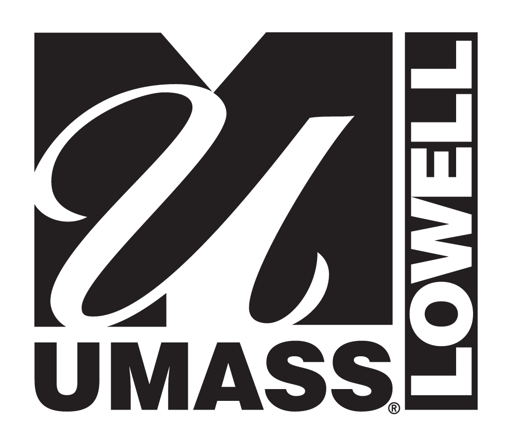 UMass Lowell primary logo, black and white variant, cell 2