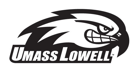 UMass Lowell River Hawks primary logo, black and white variant, cell 5