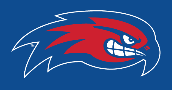 UMass Lowell River Hawks secondary logo, full color on blue background variant, cell 8