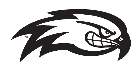 UMass Lowell River Hawks secondary logo, black and white variant, cell 11