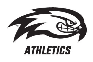 River Hawk head, black and white with Athletics text variant, cell 65