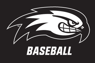 River Hawk head, white outline with Baseball text on black background variant, cell 72
