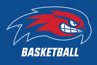 River Hawk head, full color with Basketball text on blue background variant, cell 74