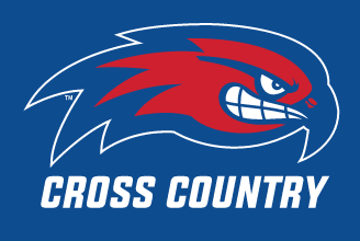 River Hawk head, full color with Cross Country text on blue background variant, cell 80