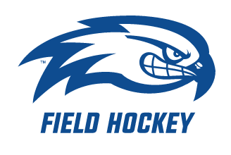 River Hawk head, blue and white with Field Hockey text variant, cell 87
