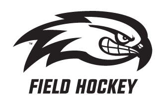 River Hawk head, black and white with Field Hockey text variant, cell 89