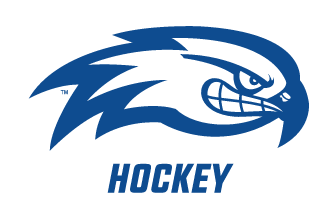 River Hawk head with HOCKEY text, blue and white variant, cell 93