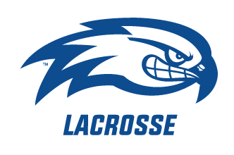 River Hawk head with LACROSSE text, blue and white variant, cell 99