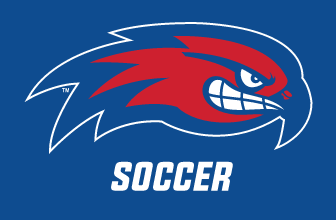 River Hawk head with SOCCER text, full color on blue background variant, cell 104