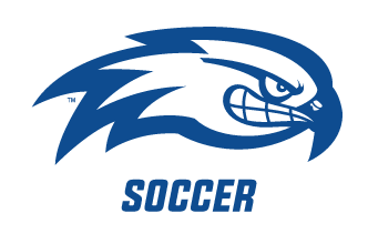 River Hawk head with SOCCER text, blue and white variant, cell 105