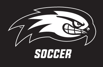 River Hawk head with SOCCER text, white outline on black background variant, cell 108
