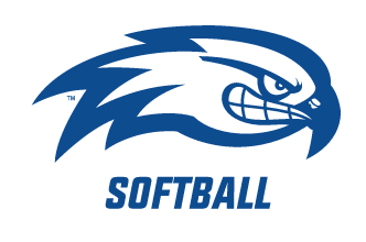 River Hawk head with SOFTBALL text, blue and white variant, cell 111