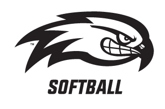 River Hawk head with SOFTBALL text, black and white variant, cell 113