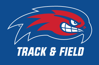 River Hawk head with TRACK & FIELD text, full color on blue background variant, cell 116