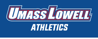 UMass Lowell Athletics wordmark, color on blue variant, cell 122