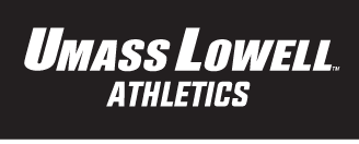 UMass Lowell Athletics wordmark, white on black variant, cell 132