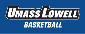 UMass Lowell Basketball wordmark, white on blue variant, cell 152