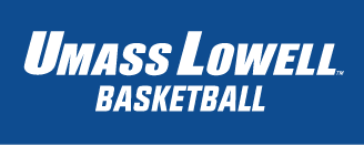 UMass Lowell Basketball wordmark, white on blue variant, cell 154