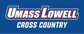 UMass Lowell Cross Country wordmark, color on blue variant, cell 158