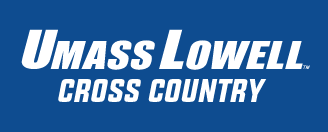 UMass Lowell Cross Country wordmark, white on blue variant, cell 166