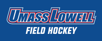 UMass Lowell Field Hockey wordmark, color on blue variant, cell 172