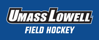UMass Lowell Field Hockey wordmark, white on blue variant, cell 176