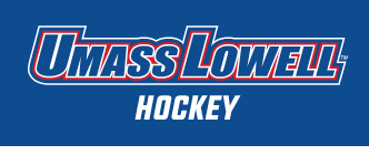 UMass Lowell Hockey wordmark, color on blue variant, cell 184