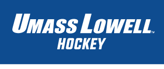 UMass Lowell Hockey wordmark, white on blue variant, cell 190