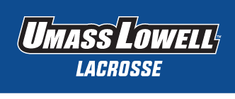 UMass Lowell Lacrosse wordmark, white on blue variant, cell 200