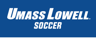 UMass Lowell Soccer wordmark, white on blue variant, cell 214