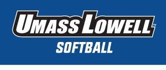 UMass Lowell Softball wordmark, white on blue variant, cell 224