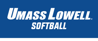 UMass Lowell Softball wordmark, white on blue variant, cell 226