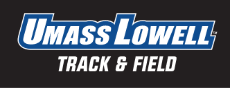 UMass Lowell Track & Field wordmark, color on black variant, cell 234